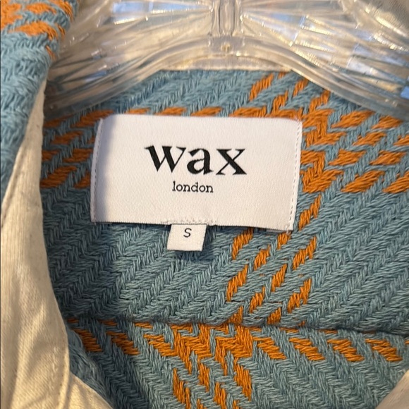 WAX London Blue and Orange Plaid Overshirt Men's Small - Picture 2 of 7